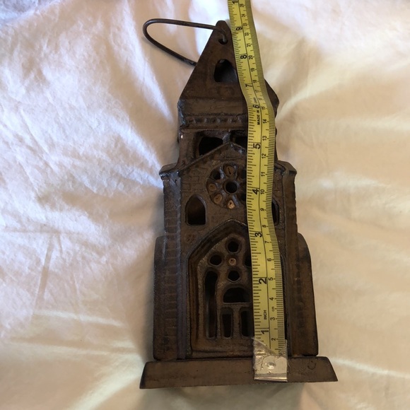 Vintage Candle TwinkleLight Cast Iron Church Steeple Hanging Decoration OldWorld - Picture 8 of 16